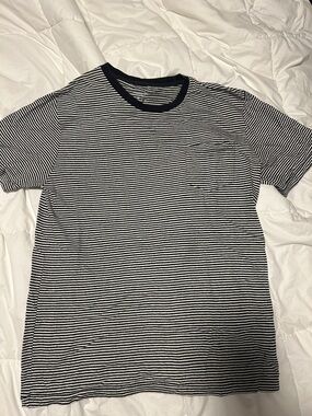 Urban Outfitters Black & White Striped Ringer Pocket Tee
